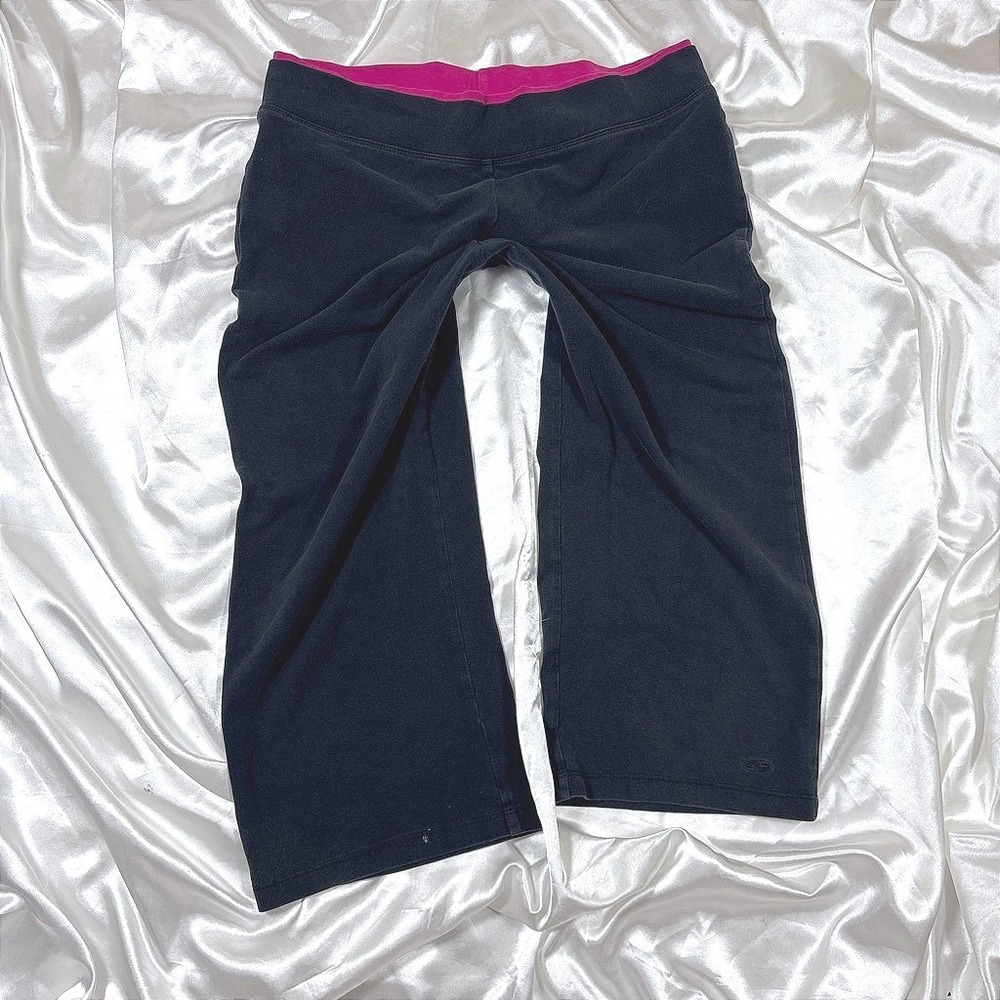 y2k Capri Yoga Pants Black Excellent Pink Waistband C9 by Champion Leggings